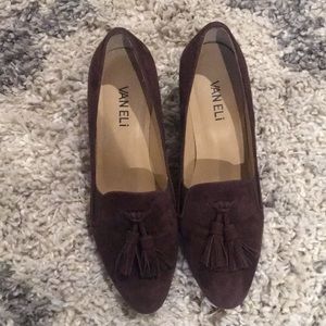Brown suede heel